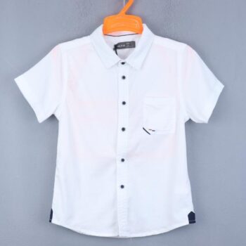 White Regular Spread 2 Way Stretch Plain/ Simple Cotton Half Sleeve Shirt For 6Years-10Years Boys-11239321