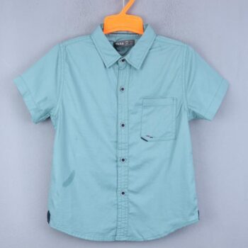 Green Regular Spread 2 Way Stretch Plain/ Simple Cotton Half Sleeve Shirt For 6Years-10Years Boys-11239323