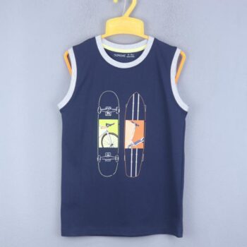 Round Neck Double Knit Cotton Sleeveless T-Shirt For 5Years-8Years Boys-11457735