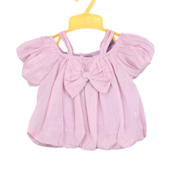 Pink Crop Plain Semi-Drop Broad Neck Dry-Fit/ Synthetic Half Sleeve Top For 18Months-6Years Girls-11458701
