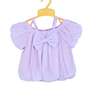 Purple Crop Plain Semi-Drop Broad Neck Dry-Fit/ Synthetic Half Sleeve Top For 18Months-6Years Girls-11458704