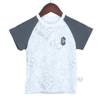 Grey Overall Print Round Neck Dry-Fit/ Synthetic Half Sleeve T-Shirt For 18Months-6Years Boys-11462491