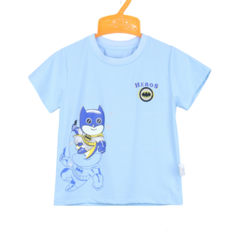 Blue Round Neck Dry-Fit/ Synthetic Half Sleeve T-Shirt For 18Months-6Years Boys-11462512