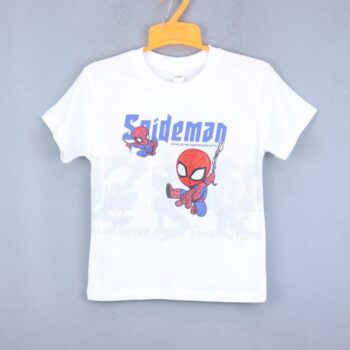 White Semi-Drop Round Neck Double Knit Cotton Half Sleeve T-Shirt For 4-9Years Boys-11462872