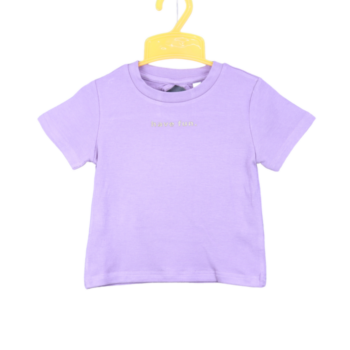 Purple Round Neck Single Knit Cotton Half Sleeve T-Shirt For 18Months-6Years Girls-11463623