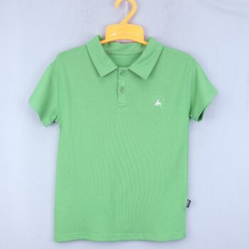 Green Plain Polo Neck Double Knit Cotton Half Sleeve T-Shirt For 18Mnths-6Years Boys-11465432