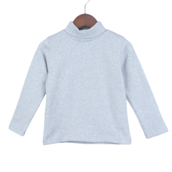 Light-Grey Plain High Neck Double Knit Cotton Full Sleeve Thin T-Shirt For 2Years-6Years Child-11823303