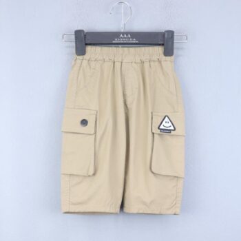 Brown 2 Way Stretch Straight-Knee Length Casual Cotton Cargo Shorts For 18Months-6Years Boys-12060971