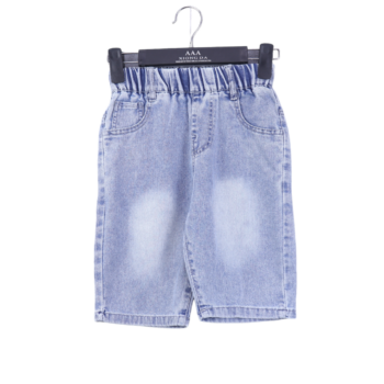 Blue Straight-Knee Length Casual Denim Shorts For 4Years-8Years Boys-12061331