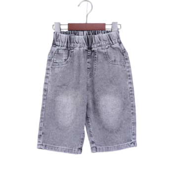 Black Straight-Knee Length Casual Denim Shorts For 4Years-8Years Boys-12061332