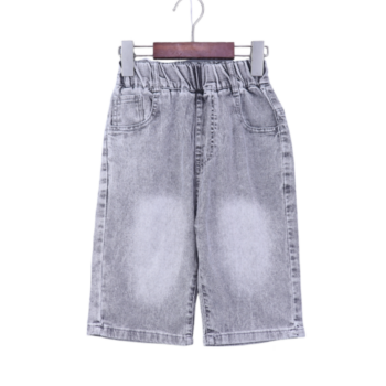 Black 4 Way Stretch Straight-Knee Length Casual Denim Shorts For 5Years-9Years Boys-12061402