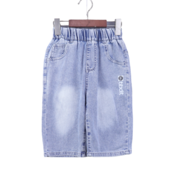 Blue 4 Way Stretch Straight-Knee Length Casual Denim Shorts For 5Years-9Years Boys-12061421