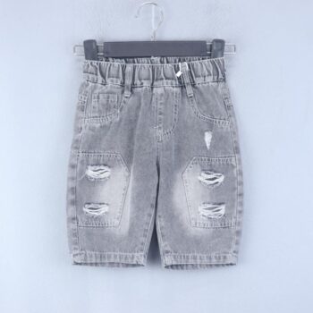 Black Non-Stretchable Tapered-Thigh Length Casual Denim Shorts For 2Years-7Years Boys-12061472