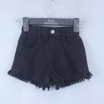 Black 2 Way Stretch Baggy-Mini Length Comfy Cotton Shorts For 18Months-6Years Girls-12061992