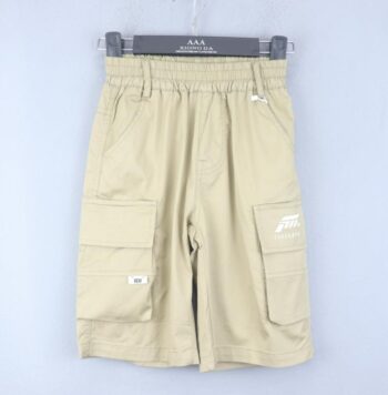 Cream 2 Way Stretch Straight-Knee Length Casual Cotton Cargo Shorts For 5Years-10Years Boys-12062191