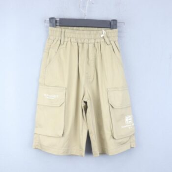 Cream 2 Way Stretch Straight-Knee Length Casual Cotton Cargo Shorts For 5Years-10Years Boys-12062201