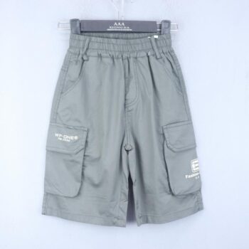 Grey 2 Way Stretch Straight-Knee Length Casual Cotton Cargo Shorts For 5Years-10Years Boys-12062203