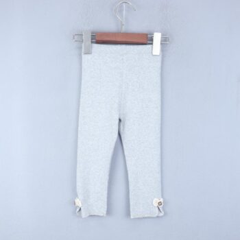 Grey Medium Waist Cotton Leggings For 2Years-4Years Girls-13232821
