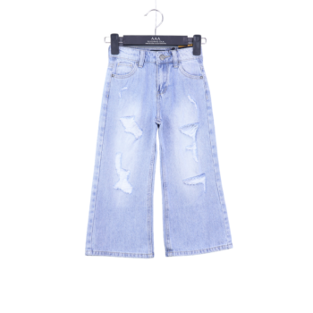 Blue Soft Non-Stretchable Straight-Flared Denim Pants For 4Years-14Years Girls-13454801