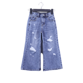 Blue Soft Non Stretchable Straight-Bell-Bottom Denim Pants For 4Years-14Years Girls-13454831