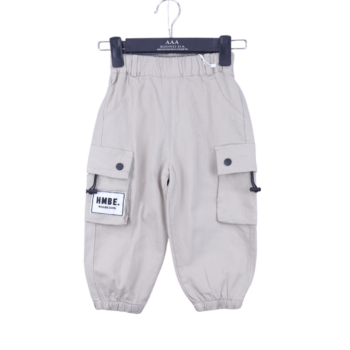Cream Soft 2 Way Stretch Baggy-Tapered Cotton Cargo Pants For 2Years-5Years Boys-13454861