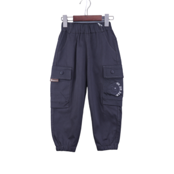 Grey Soft 2 Way Stretch Straight-Tapered Cotton Cargo Pants For 5Years-9Years Boys-13454991