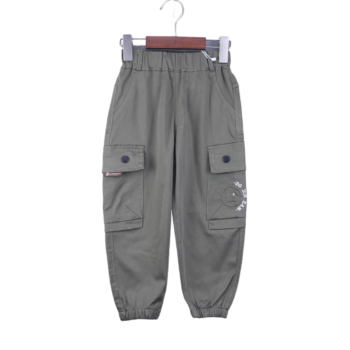 Green Soft 2 Way Stretch Straight-Tapered Cotton Cargo Pants For 5Years-9Years Boys-13454993