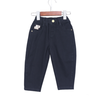 Black Soft 2 Way Stretch Straight-Slim Cotton Pants For 18Months-4Years Boys-13455381