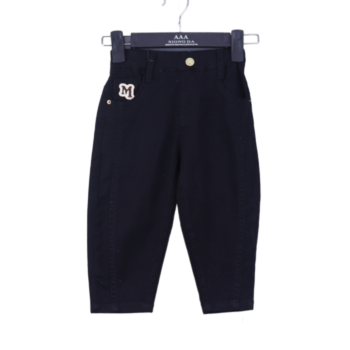 Black Soft Stretch Straight Cotton Pants For 18Months-4Years Boys-13455391