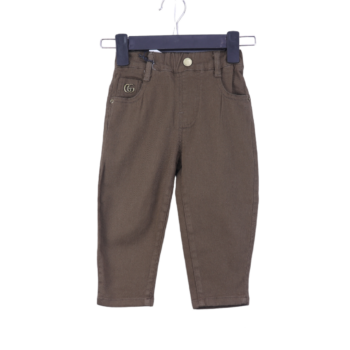 Brown Soft Stretch Straight Cotton Pants For 18Months-4Years Boys-13455421