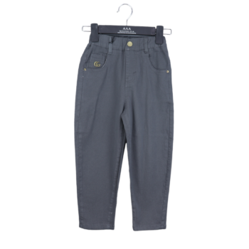 Grey Soft 2 Way Stretch Straight-Tapered Cotton Pants For 5Years-9Years Boys-13455432