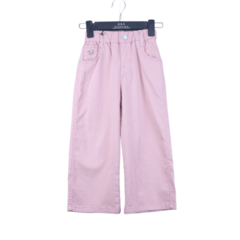 Pink Soft 2 Way Stretch Straight Cotton Moms Pants For 4-9Years Girls-13455511