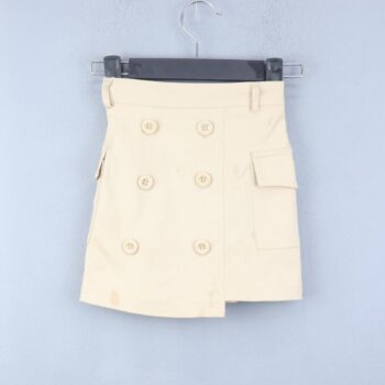 Cream Thigh Length Cotton Plain Skirt For 4Years-9Years Girls-14025241