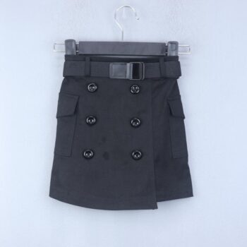 Black Thigh Length Cotton Plain Skirt For 4Years-9Years Girls-14025242