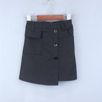 Black Thigh Length Cotton Plain Skirt For 4Years-9Years Girls-14025251