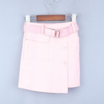Pink Thigh Length Cotton Plain Skirt For 4Years-9Years Girls-14025252