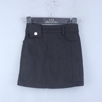 Black Thigh Length Cotton Plain Skirt For 4Years-9Years Girls-14025261