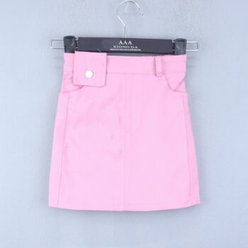 Pink Thigh Length Cotton Plain Skirt For 4Years-9Years Girls-14025262