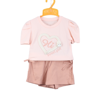 Peach Casual Summer 2 Piece Combo-Set For 18Months-6Years Girls-15082821