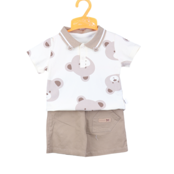 Cream Casual Summer 2 Piece Baby Combo Set For 18Months-5Years Boys-15082892