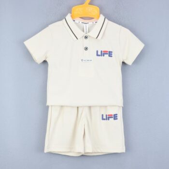 Cream Casual Summer 2 Piece Combo-Set For 12Months-5Years Boys-15083592