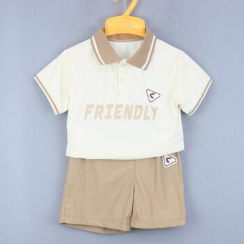 Cream Casual Summer 2 Piece Combo-Set For 18Months-5Years Boys-15084112