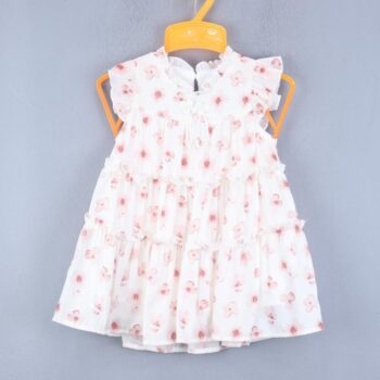 Peach Regular Fit Narrow Neck Sleeveless Knee Length Dry-Fit/ Synthetic Frock For 12Months-5Years Girls-16060552