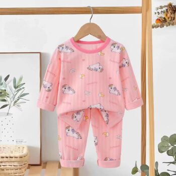 Cozy Pre-Winter 2 Piece Night Set For 6-9Years Girls-22130614