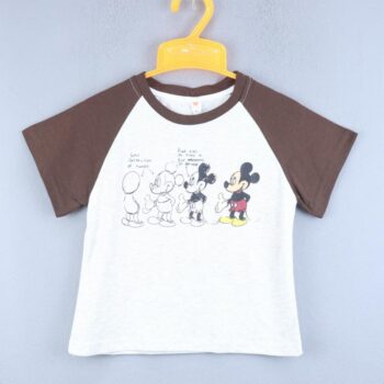 Brown Semi-Drop Round Neck Double Knit Cotton Half Sleeve T-Shirt For 18Months-6Years Boys-11466781