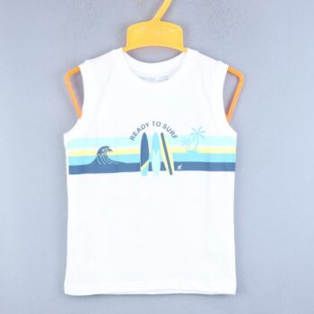 Round Neck Single Knit Cotton Sleeveless T-Shirt For 24Months-5Years Boys-11467403