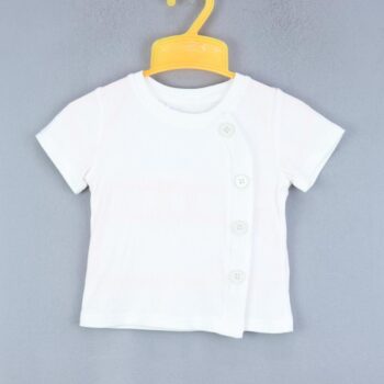 White Crop Plain Round Neck Double Knit Cotton Half Sleeve Top For 18Months-6Years Girls-11468151