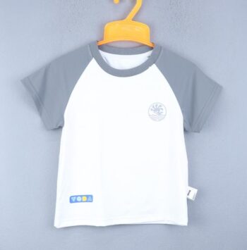 White/Grey Back Print Round Neck Dry-Fit/ Synthetic Half Sleeve T-Shirt For 18Months-6Years Boys-11468271