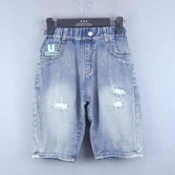 Blue 2 Way Stretch Tapered-Knee Length Casual Denim Shorts For 6Years-10Years Boys-12055451