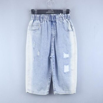Blue 2 Way Stretch Straight-Knee Length Casual Denim Shorts For 6Years-10Years Boys-12055761